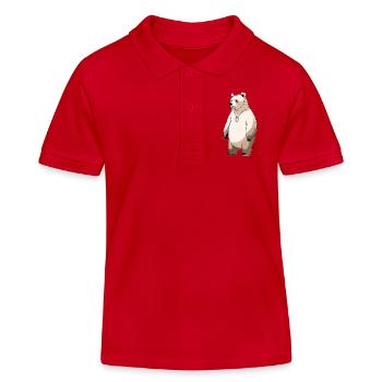 Polar Bear Cartoon Necklace - Kids Organic Polo Shirt by Stanley/Stella - red - Front