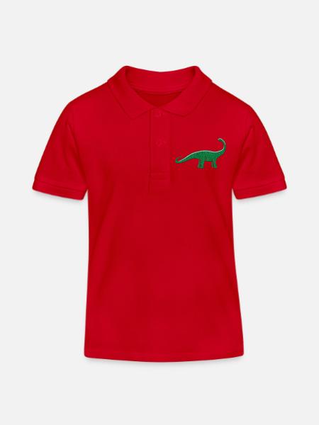 Dino bestickt - Kinder Organic Poloshirt Mini Sprinter von Stanley/Stella - Rot