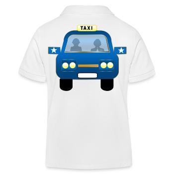 Blue Taxi Front Cartoon - Kids Organic Polo Shirt by Stanley/Stella - white - Back