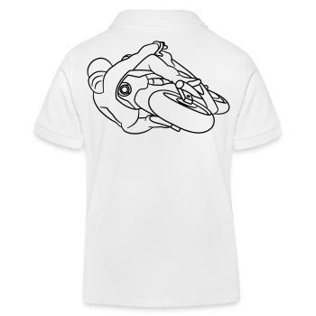 Rennmotorrad in Schräglage - von hinten, dunkel - Kinder Organic Poloshirt Mini Sprinter von Stanley/Stella - Weiß - Hinten