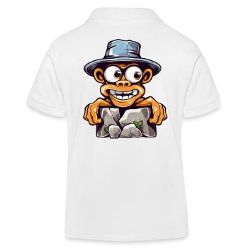 Cartoon Gorilla with Breaking Rocks Hat - Kinder Organic Poloshirt Mini Sprinter von Stanley/Stella - Weiß - Hinten