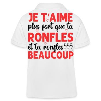 Je t' aime plus fort que tu ronfles Saint-Valentin - Polo enfant bio Stanley/Stella - blanc - Dos