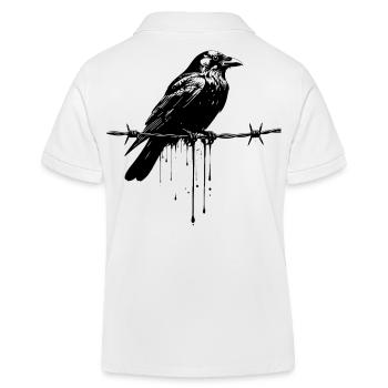 Rabe auf Stacheldraht-Tinte - Kinder Organic Poloshirt Mini Sprinter von Stanley/Stella - Weiß - Hinten
