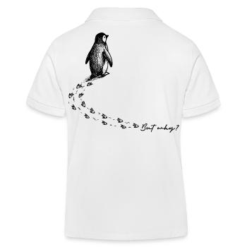 Penguin Mais pourquoi le mème des montagnes antarctiques Backprint - Polo enfant bio Stanley/Stella - blanc - Dos