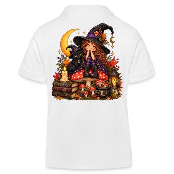 Niedliche Hexe mit schwarzer Katze - Kinder Organic Poloshirt Mini Sprinter von Stanley/Stella - Weiß - Hinten