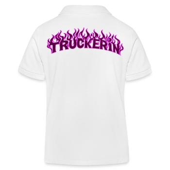 Trucker Blazing Flames 2 - Color Changeable - Kids Organic Polo Shirt by Stanley/Stella - white - Back