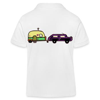Holiday, Travel, Camping, Caravan, Motorhome, Car - Kids Organic Polo Shirt by Stanley/Stella - white - Back