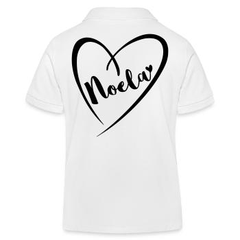 Noela surname first name in heart frame - Kids Organic Polo Shirt by Stanley/Stella - white - Back