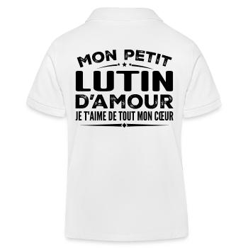 Cadeau lutin d'amour je t'aime de tout mon cœur - Polo enfant bio Stanley/Stella - blanc - Dos