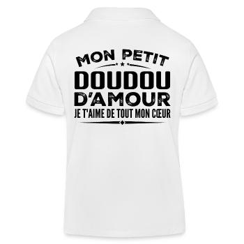 Cadeau doudou d'amour je t'aime de tout mon cœur - Polo enfant bio Stanley/Stella - blanc - Dos