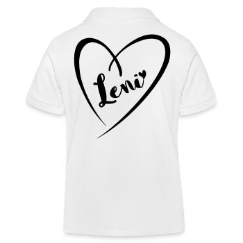 Leni surname first name in heart frame - Kids Organic Polo Shirt by Stanley/Stella - white - Back