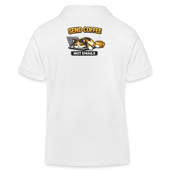 Schreib Kaffee nicht per E-Mail Katze – lustiges Arbeitsshirt - Kinder Organic Poloshirt Mini Sprinter von Stanley/Stella - Weiß - Hinten