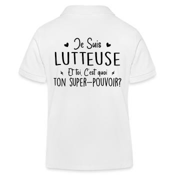 Je suis Lutteuse. C'est quoi ton super pouvoir ? - Polo enfant bio Stanley/Stella - blanc - Dos
