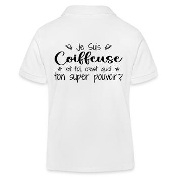 Ich bin Friseur. Was ist deine Superkraft? - Kinder Organic Poloshirt Mini Sprinter von Stanley/Stella - Weiß - Hinten
