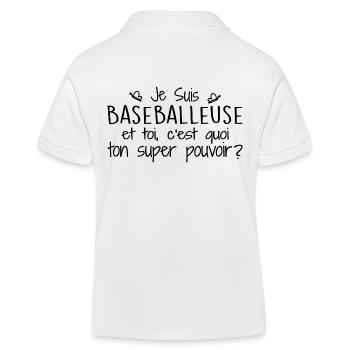 Ich bin ein Baseballspieler. Was ist deine Superkraft? - Kinder Organic Poloshirt Mini Sprinter von Stanley/Stella - Weiß - Hinten