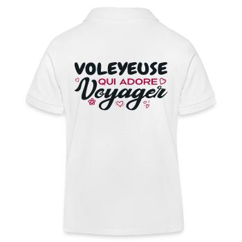 Globetrotting flyer with a passion for travel - Kids Organic Polo Shirt by Stanley/Stella - white - Back