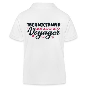 Globetrotting technician with a passion for travel - Kids Organic Polo Shirt by Stanley/Stella - white - Back