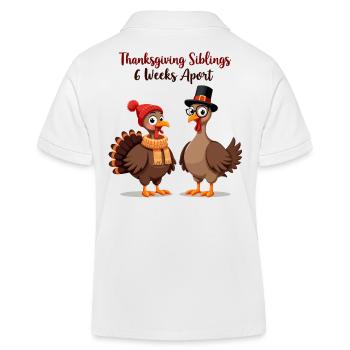Thanksgiving Siblings - Kids Organic Polo Shirt by Stanley/Stella - white - Back