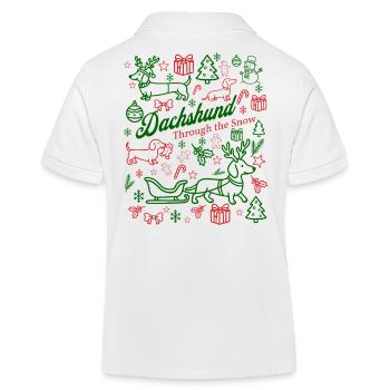 Teckel à travers la neige Festif - Polo enfant bio Stanley/Stella - blanc - Dos