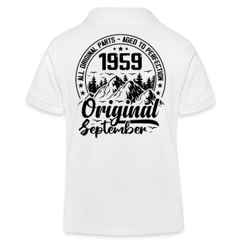 1959 September Original 65 Year Old Birthday Gift - Kids Organic Polo Shirt by Stanley/Stella - white - Back