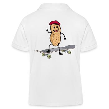 Skateboard Skater Sport Erdnuss Erdnüsse Nuss Kind - Kinder Organic Poloshirt Mini Sprinter von Stanley/Stella - Weiß - Hinten