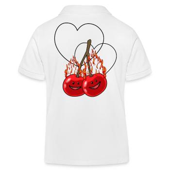 feurige Kirschen Kirsche heiß Obst Herzen - Kinder Organic Poloshirt Mini Sprinter von Stanley/Stella - Weiß - Hinten