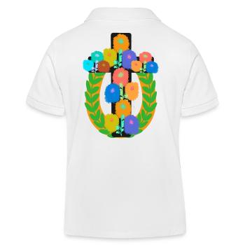 Croix Crucifix botanique Floral Couronne de Laurier multicolore - Polo enfant bio Stanley/Stella - blanc - Dos