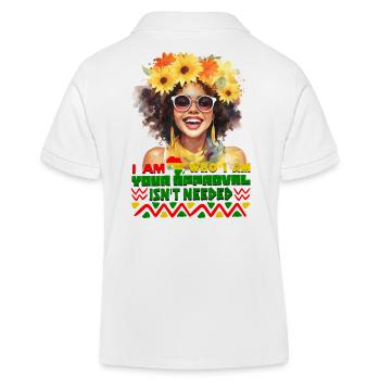 Black Queen Curly Afro - Celebrate Black History - Kids Organic Polo Shirt by Stanley/Stella - white - Back
