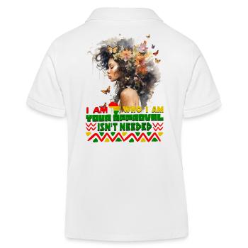Black Queen Curly Afro - Celebrate Black History - Kids Organic Polo Shirt by Stanley/Stella - white - Back