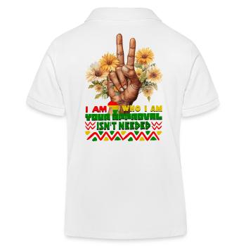 Black Queen Curly Afro - Celebrate Black History - Kids Organic Polo Shirt by Stanley/Stella - white - Back