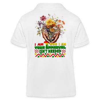 Black Queen Curly Afro - Celebrate Black History - Kids Organic Polo Shirt by Stanley/Stella - white - Back
