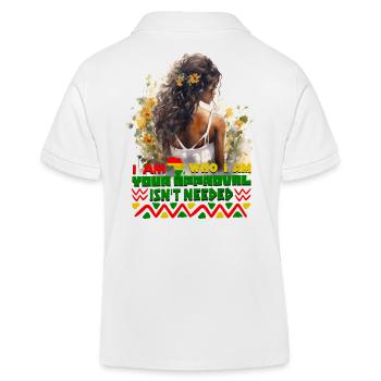Black Queen Curly Afro - Celebrate Black History - Kids Organic Polo Shirt by Stanley/Stella - white - Back