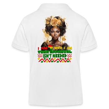 Black Queen Curly Afro - Celebrate Black History - Kids Organic Polo Shirt by Stanley/Stella - white - Back