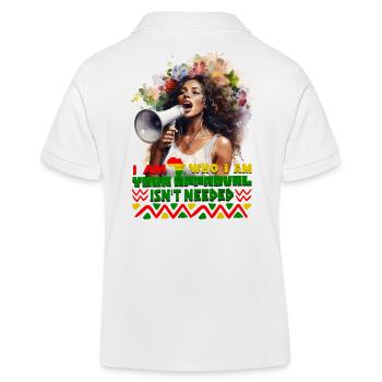Black Queen Curly Afro - Celebrate Black History - Kids Organic Polo Shirt by Stanley/Stella - white - Back