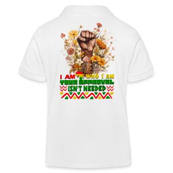 Black Queen Curly Afro - Celebrate Black History - Kids Organic Polo Shirt by Stanley/Stella - white - Back