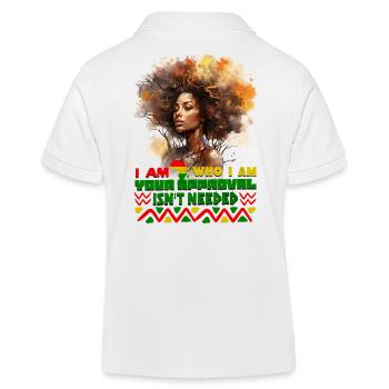 Black Queen Curly Afro - Celebrate Black History - Kids Organic Polo Shirt by Stanley/Stella - white - Back