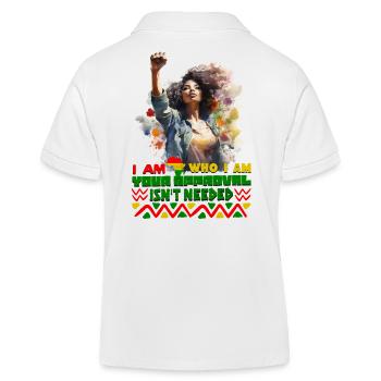 Black Queen Curly Afro - Celebrate Black History - Kids Organic Polo Shirt by Stanley/Stella - white - Back
