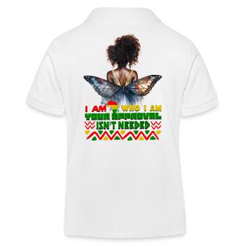 Black Queen Curly Afro - Celebrate Black History - Kids Organic Polo Shirt by Stanley/Stella - white - Back