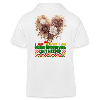 Black Queen Curly Afro - Celebrate Black History - Kids Organic Polo Shirt by Stanley/Stella - white - Back