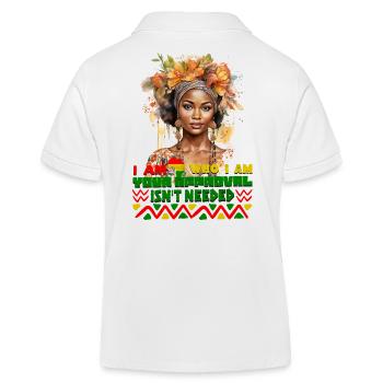 Black Queen Curly Afro - Celebrate Black History - Kids Organic Polo Shirt by Stanley/Stella - white - Back