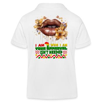 Black Queen Curly Afro - Celebrate Black History - Kids Organic Polo Shirt by Stanley/Stella - white - Back
