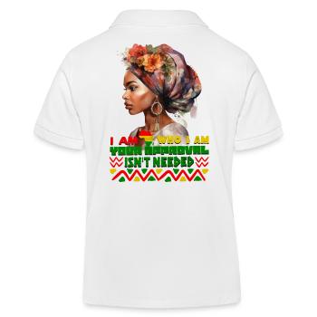 Black Queen Curly Afro - Celebrate Black History - Kids Organic Polo Shirt by Stanley/Stella - white - Back