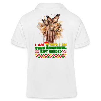 Black Queen Curly Afro - Celebrate Black History - Kids Organic Polo Shirt by Stanley/Stella - white - Back