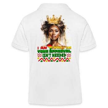Black Queen Curly Afro - Celebrate Black History - Kids Organic Polo Shirt by Stanley/Stella - white - Back