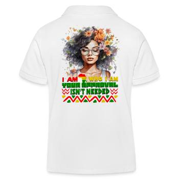 Black Queen Curly Afro - Celebrate Black History - Kids Organic Polo Shirt by Stanley/Stella - white - Back