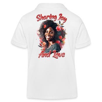 Sharing Joy and Love - Black History Month African - Kids Organic Polo Shirt by Stanley/Stella - white - Back
