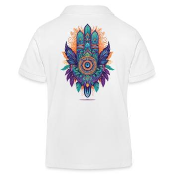 Hamsa Main Spirituel Mandala Plumes Design - Polo enfant bio Stanley/Stella - blanc - Dos