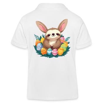 Drôle de paresseux lapin de Pâques emblématique Pâques - Polo enfant bio Stanley/Stella - blanc - Dos
