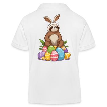 Drôle de paresseux lapin de Pâques emblématique Pâques - Polo enfant bio Stanley/Stella - blanc - Dos