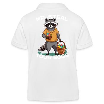 Funny Raccoon Eggs Thief Cute Design - Kids Organic Polo Shirt by Stanley/Stella - white - Back